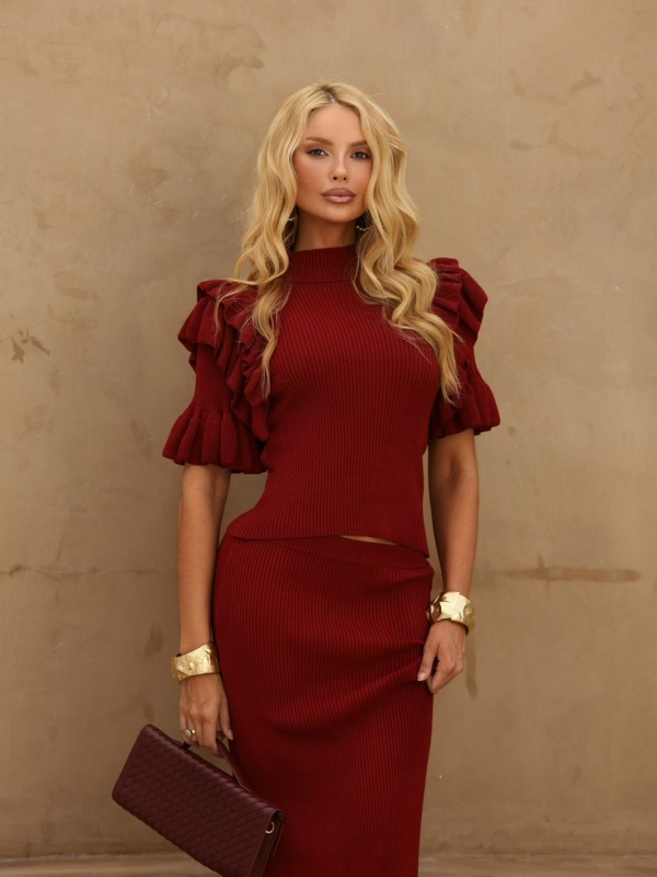 BLUSA BABADOS SUZY - Vermelho cherry