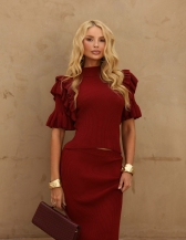 BLUSA BABADOS SUZY - Vermelho cherry