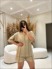 CONJUNTO SAIDA SHORT - Areia com bege