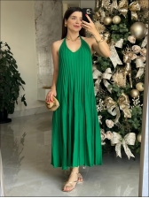 VESTIDO PLISSADO MAYARA - VERDE BANDEIRA