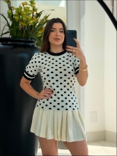 TSHIRT POÁ - Off white com preto