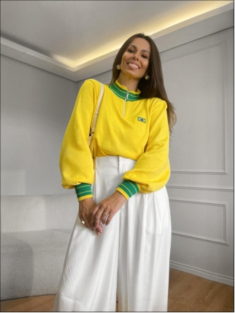 BLUSA MANGA BALÃO BANDEIRA