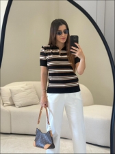 TSHIRT LISTRAS ARY - PRETO COM BEGE