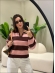 BLUSA POLO TATI - MARROM COM ROSA