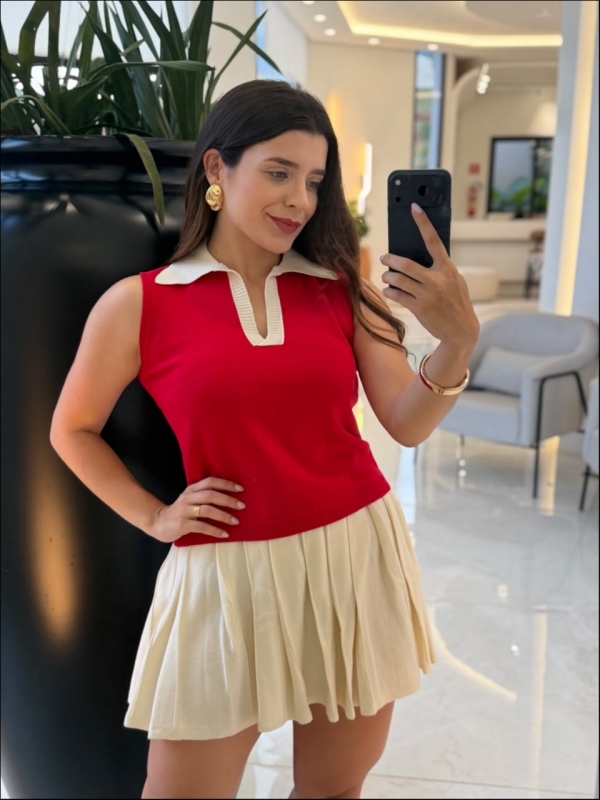 REGATA BICOLOR POLO - VERMELHO
