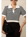 CROPPED POLO LISTRADO FABIANE - PRETO