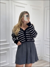 CASACO LISTRADO ROSANA - PRETO COM BRANCO