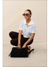 CROPPED POLO LISTRADO FABIANE - AZUL BEBE