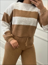 CONJUNTO MOUSSE LISTRADO CAROL - CARAMELO