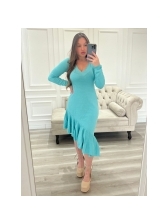 VESTIDO BARRA BABADO - Azul claro