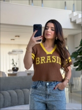 CROPPED NEW BRASIL - MARROM