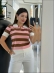 TSHIRT LISTRADA TRICORES - OFF WHITE/ROSA/MARROM