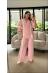 CONJUNTO SAIDA LISTRAS - ROSA BEBÊ/ OFF WHITE
