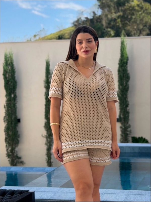 CONJUNTO ITAPEMA POLIESTER - AREIA/OFF WHITE