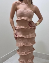 VESTIDO BABADOS MALIBU - Bege