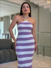 VESTIDO LISTRADO ANNE - LILAS