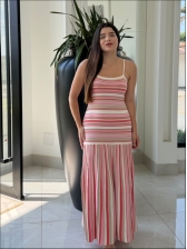 VESTIDO LISTRADO ROMA - OFF WHITE/CORAL/AREIA/ROSA