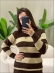 BLUSA LISTRADA PÉTALA - Areia com marrom