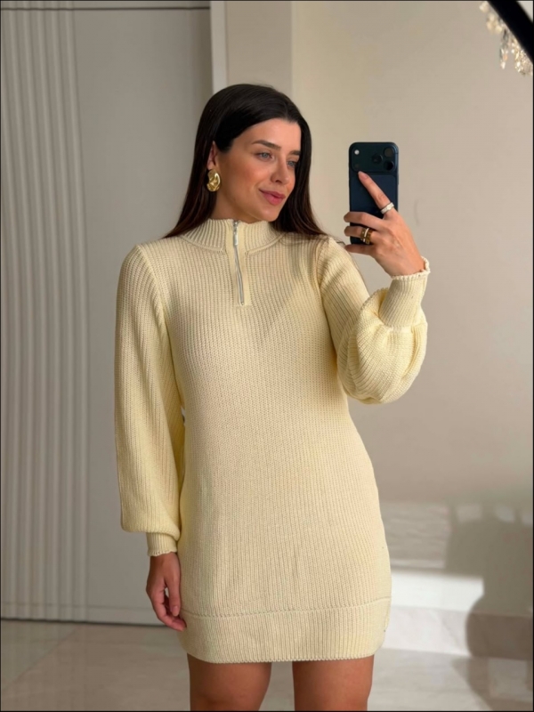 MAXI TRICOT ZIPER - OFF WHITE