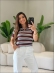 TSHIRT LISTRAS ARY - BERINJELA/AZUL BEBE/ OFF WHITE