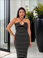 VESTIDO LISTRADO CAPRI - PRETO