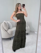 VESTIDO BABADOS GRÉCIA - Verde militar