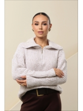 BLUSA ZIPER MOUSSE - BRANCO MESCLA