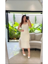 VESTIDO MIDI VALERI - OFF WHITE