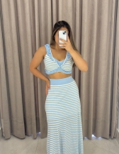 CONJUNTO LISTRADO ARLETE - Azul bebê