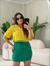 CROPPED GOLA POLO BANDEIRA - AMARELO
