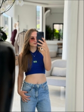 TOP APLIQUE BANDEIRA - AZUL BIC