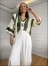 BLUSA LISTRADA BRASIL - OFF WHITE COM VERDE