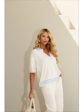 TSHIRT BERENICE - OFF WHITE/ AZUL BEBE
