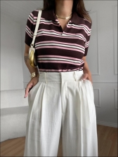 TSHIRT LISTRAS ARY - MARROM COM ROSA