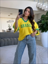 BLUSA AMPLA BRASIL LISA - AMARELO
