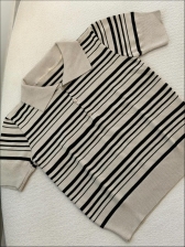 TSHIRT POLO LISTRAS - Areia com preto