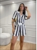 CONJUNTO SHORT LISTRAS VERTICAIS - BRANCO/ AZUL MARINHO