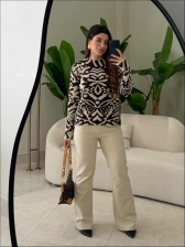 BLUSA JACARD MOUSSE - MARROM