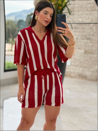 CONJUNTO SHORT LISTRAS VERTICAIS
