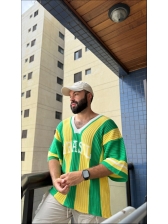 BLUSA LISTRADA BRASIL - VERDE/AMARELO/BRANCO