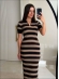 VESTIDO POLO LISTRADO - PRETO COM BEGE