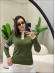 BLUSA BICOLOR DECOTE COM ZIPER - VERDE MILITAR