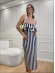 VESTIDO LISTRADO CELINE - AZUL MARINHO/OFF WHITE