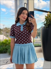 CROPPED BOTÕES POLO POÁ - VINHO/AZUL BEBE