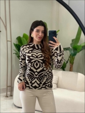 BLUSA JACARD MOUSSE - MARROM