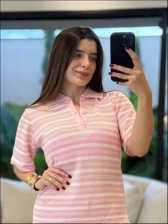 TSHIRT LISTRAS ALICIA - ROSA BEBE