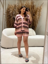 CONJUNTO LISTRADO BETH - ROSE/MARSALA/BEGE