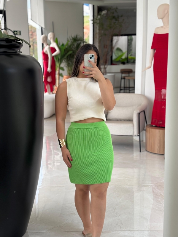 SAIA CURTA CANELADA - VERDE NEON