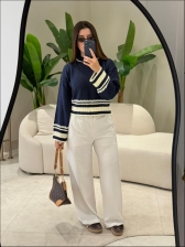 BLUSA BICOLOR MIRIANE - AZUL MARINHO