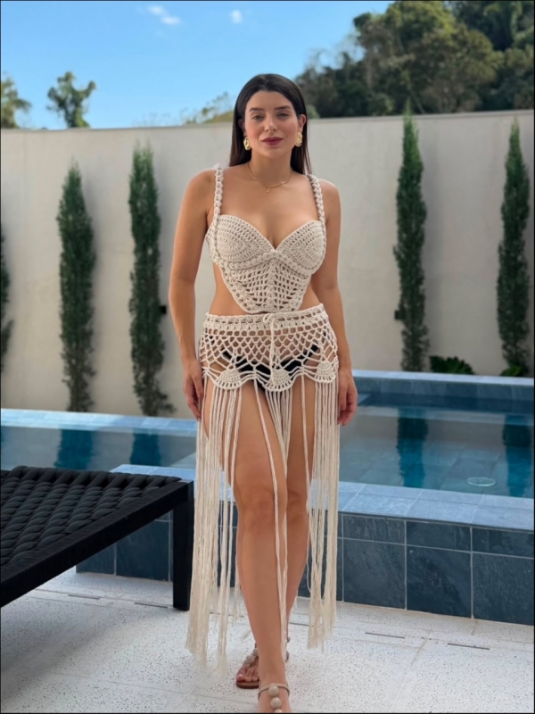 CONJUNTO CROCHET BALI - AREIA